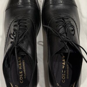 Cole Haan Men's Black Leather Lace-Up Flats